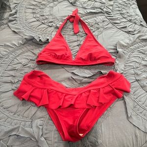 Red bikini with ruffle